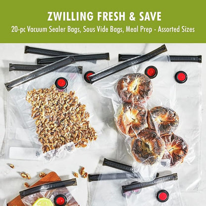 ZWILLING Fresh & Save 20-Piece Vacuum Sealer Bags, Sous Vide Bags - Assorted Sizes