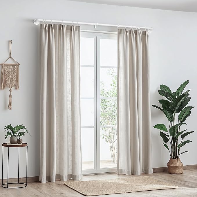 Zeerobee Curtain Rods for Windows 32 to 48, 1 Inch Industrial Wrap Around White Curtain Rod, Indoor/Outdoor Room Divider Adjustable Drapery Pole, 32"-48"