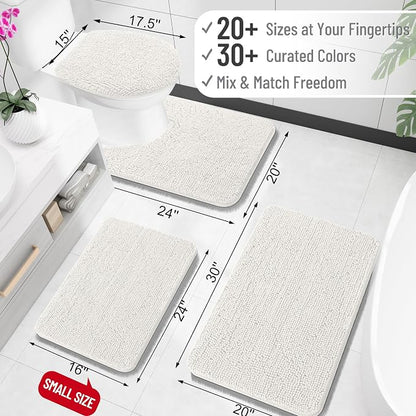 OLANLY Bathroom Rugs 35x24, Extra Soft Absorbent Chenille Bath Rugs, Rubber Backing Quick Dry, Machine Washable Bath Mats for Bathroom Floor, Tub and Shower, Home Decor Accessories, Ivory