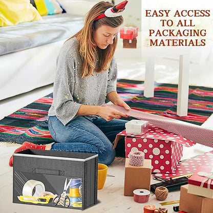 Over Door Wrapping Paper Organizer Storage with 3 Removable Drawers & Side Pockets – Dual Use Design with Elastic Straps – Christmas Gift Wrap Storage for Ribbons, Bows, Ornament and Other Tools 1Pack