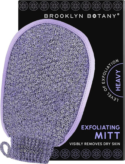 Brooklyn Botany Exfoliating Mitt for Bath and Shower – Heavy Duty Exfoliating Body Scrubber for Massage and Dead Skin Remover for Body – 1 Mitt