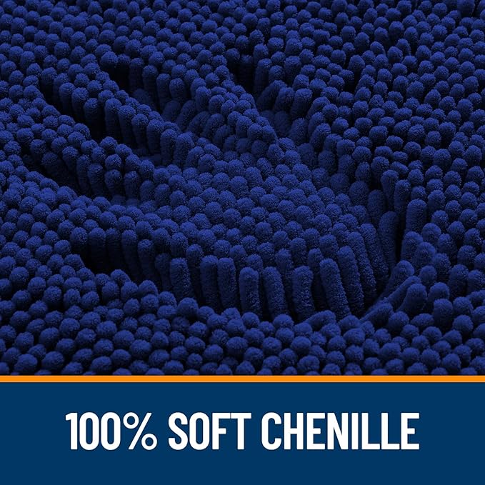 OLANLY Large Bathroom Rugs 59x35, Extra Soft Absorbent Chenille Bath Rugs, Rubber Backing Quick Dry, Machine Washable Bath Mats for Bathroom Floor, Tub and Shower, Home Decor Accessories, Navy
