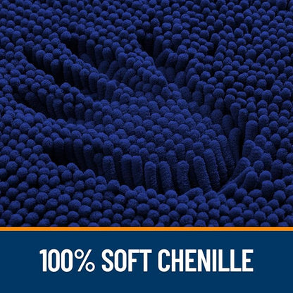 OLANLY Small Bathroom Rugs 24x16, Extra Soft Absorbent Chenille Bath Rugs, Rubber Backing Quick Dry, Machine Washable Bath Mats for Bathroom Floor, Tub and Shower, Home Decor Accessories, Navy
