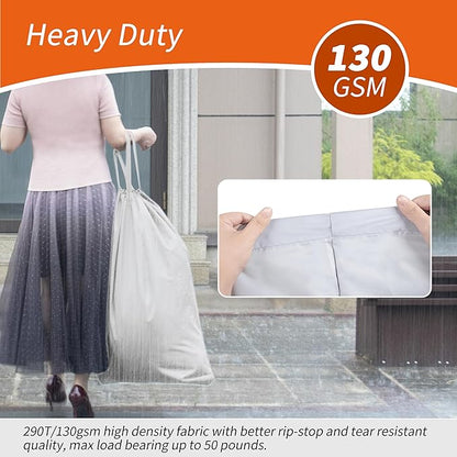 Polecasa Extra Heavy-Duty Laundry Bag 28x36”- Machine Washable Large Storage Bag with Reinforced Handles & Drawstring Closure & ID Tag for College Dorm Travel - Silver