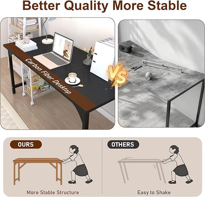 Computer Desk, 47 Inch Home Office Desks, Office Desk for Gaming Writing Study Work, Study Table with Large Legroom, Computer Desk with Metal Frame, Modern Simple Home Office Desk for Bedroom