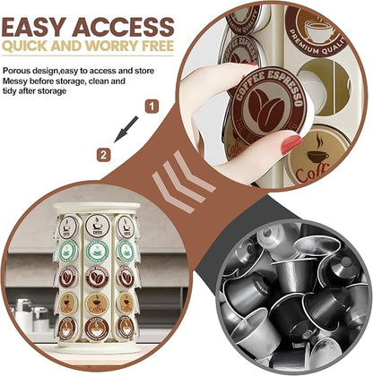 K Cup Holder, Coffee Pod Storage Carousel Stand Compatible with 40 Keurig K-Cup Pods, Home or Office Kitchen Counter Space-Saving Organizer (White)