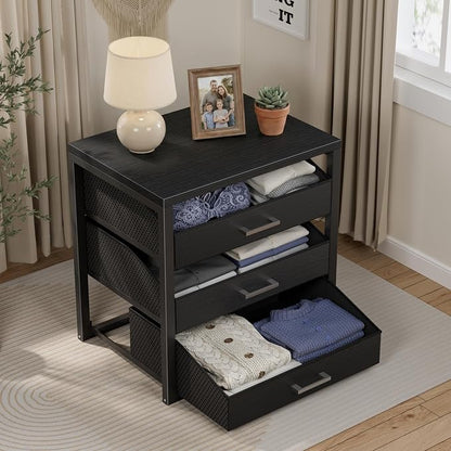 BOLUO Closet Drawers Black 3 Drawer Dresser for Closet Organizers and Storage Bedroom Dorm Modern