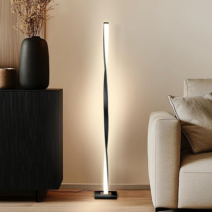 Brightech Helix LED Floor lamp, Bright Floor Lamp for Living Rooms & Bedrooms, 48" Tall Pole Lamp, Dimmable Standing Lamp - Black