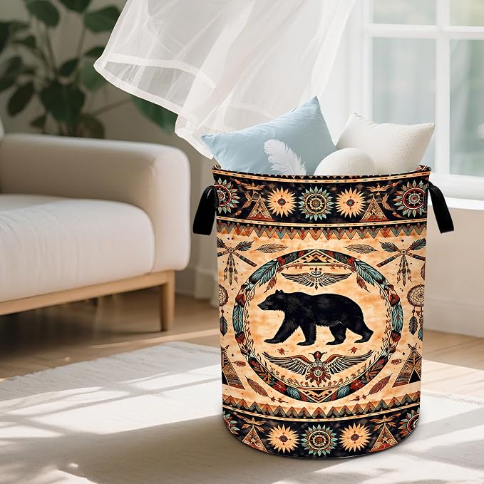 Western Laundry Basket Waterproof Laundry Hamper Foldable Laundry Bag with Handles for Bedroom, Bathroom, Office, Clothes Storage