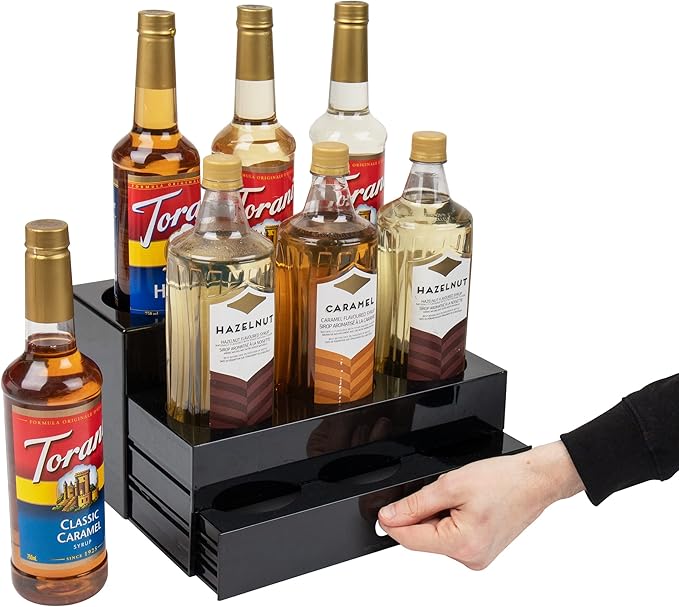 Mind Reader Coffee Syrup Station, Coffee Bar Accessories, Countertop Organizer, Acrylic, 14.25"L x 12.5"W x 7"H, Black
