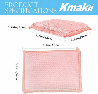 KMAKII Bamboo Kitchen Sponges Dish Sponge Super Absorbent Natural Dish Sponges,3 Color, Pack of 6