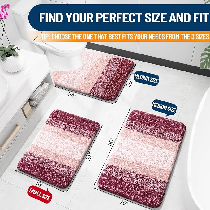 OLANLY Large Bathroom Rugs Mat 50x30, Extra Soft Absorbent Microfiber Bath Rugs, Rubber Backing, Quick Dry, Machine Washable Bath Mats for Bathroom Floor, Tub and Shower, Home Decor Accessories, Red