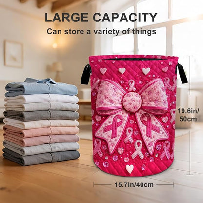 Pink Laundry Basket Waterproof Laundry Hamper Foldable Laundry Bag with Handles for Bedroom, Bathroom, Office, Clothes Storage