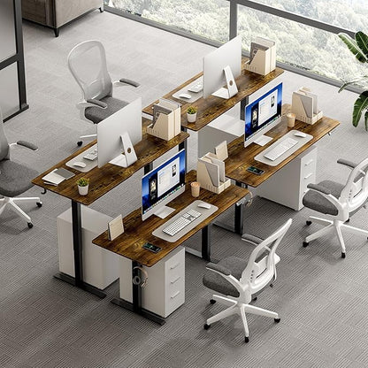 48 x 24 Inch Electric Standing Desk Adjustable Height, Sit Stand Desk, Stand up Desk for Home Office, Computer Workstation (Spliced Desktop,Rustic Brown)
