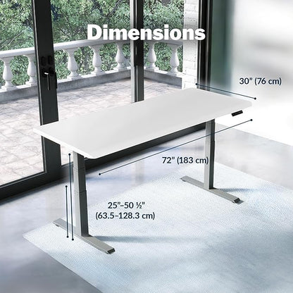 Vari ComfortEdge Electric Height Adjustable Standing Desk - 72x30 Varidesk Sit-Stand Desk for Home Office, Sloped Ergonomic Front Edge, Stable T-Style Legs, Easy Assembly - White - 2 Packages