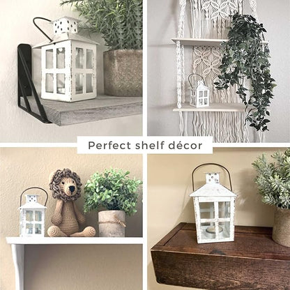 Kate Aspen Rustic Farmhouse Decor White Candle Holder Lantern Decorative (5 Inch), Wedding Decoration, Centerpiece Table Decorations, Home Decor, Shelf Decor, Fireplace Lantern