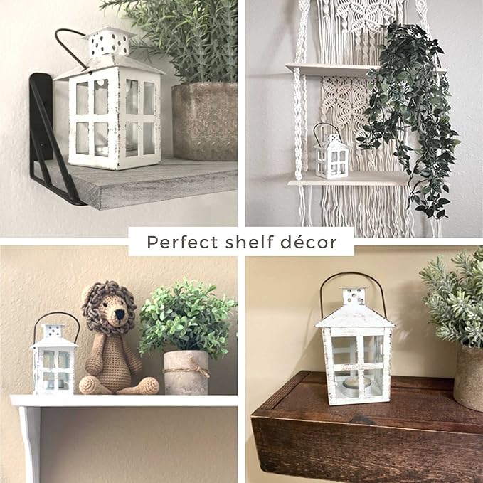 Kate Aspen Rustic Farmhouse Decor White Candle Holder Lantern Decorative (7.5 Inch), Wedding Decoration, Centerpiece Table Decorations, Home Decor, Shelf Decor