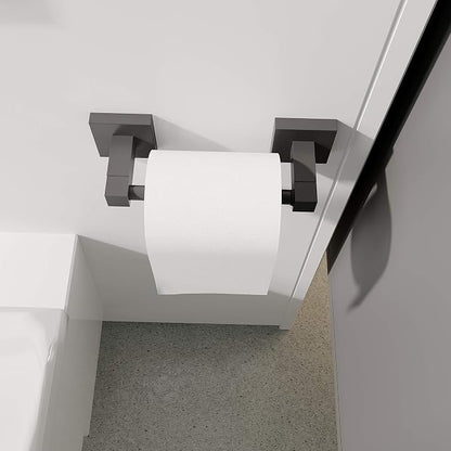 Ruacq Toilet Paper Holder Matte Black Double Post Pivoting Square Tissue Holders Roll Holder Hangers Toilet Paper Modern Wall Mounted, Commercial Bathroom Toilet Paper Roll Holder