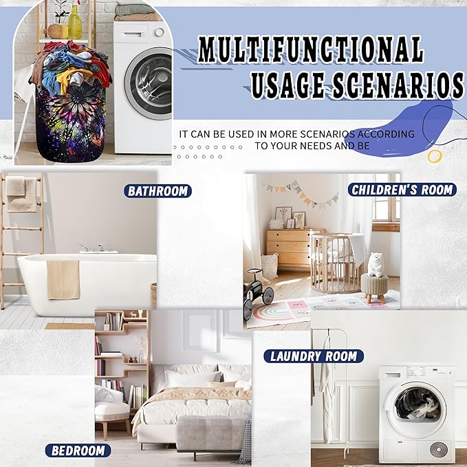 Personalize Mandala Laundry Basket Oxford Cloth Foldable Galaxy Laundry Hamper With Handle Portable Clothes Storage Organizer Basket 18.9x16.5 Inch Laundry Bag For Laundry Room/Bedroom/Dormitories