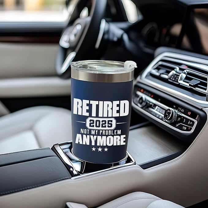 Retirement Gifts for Men 2025 - Retired Not My Problem Anymore - Funny Retired Tumbler for Men, Him, Father, Husband, Coworkers - Happy Retirement Gifts, Navy Tumbler 20 Oz (Navy 20Oz 2025)