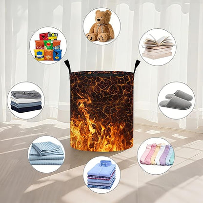 Fire Flames Laundry Basket Laundry Hamper With Handles Collapsible Laundry Baskets Storage Basket For Room Bathroom Bedroom Decor