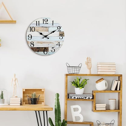 KECYET Wall Clock Battery Operated 16 Inch Silent Non-Ticking Coastal Country Style Decorative for Living Room, Kitchen, Home,Bathroom, Bedroom, Laundry Room