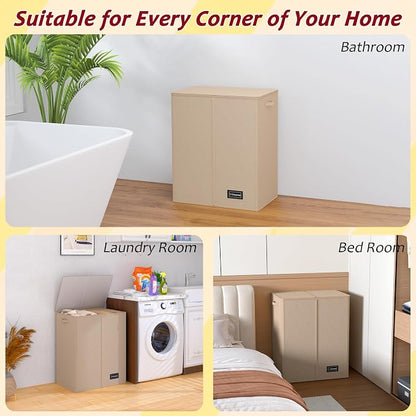 150L Laundry Hamper 2 Section, Large Laundry Hamper with Lid, Dirty Clothes Hamper with 2 Removable Inner Bags, Collapsible Laundry Basket Organizer for for Clothes Toys Towels, Hamper 2 Compartment