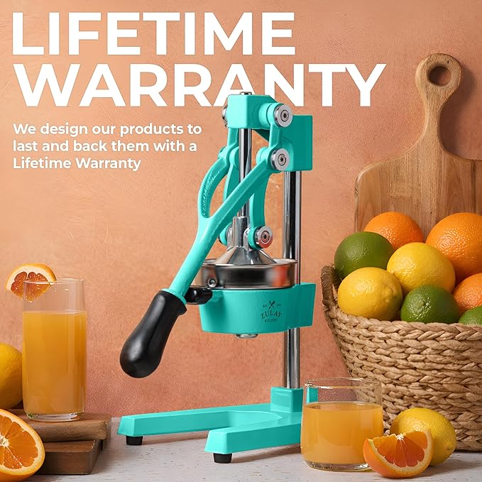 Zulay Kitchen Cast Iron Juicer - Heavy Duty Manual Juicer with Detachable Strainers for Easy Cleaning, Orange Juice Press for Citrus Fruits, Perfect for Bartenders, Juice Lovers & Health Enthusiasts