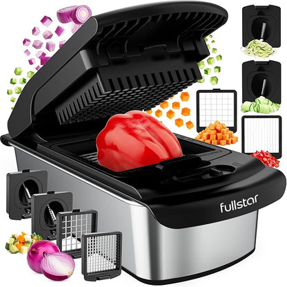 Fullstar The Original Pro Chopper - Vegetable Chopper and Spiralizer, Food Chopper with Container, Fruit Slicer, Kitchen Gadgets & Accessories, Home Essentials (4 in 1, Stainless Steel)