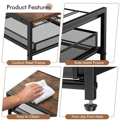 Kssiaz K Cup Holder, 2-tier Coffee Pod Holder for 48 Pods, K Cup Drawer Organizer with Sliding Storage Drawer, Coffee Bar Station Organizer for Countertop, Space Saving, Home & Office, Black