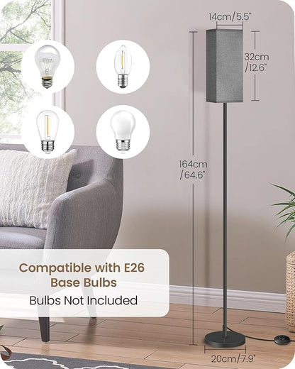 Floor Lamp, Pole Lamp with Foot Switch, Modern Standing Lamp Lampshade, Minimalist Freestanding Lamp (Bulb Not Included), for Living Room, Bedroom Office ETL Listed, Black and Gray H07LD05