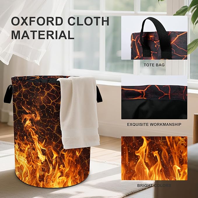 Fire Flames Laundry Basket Laundry Hamper With Handles Collapsible Laundry Baskets Storage Basket For Room Bathroom Bedroom Decor