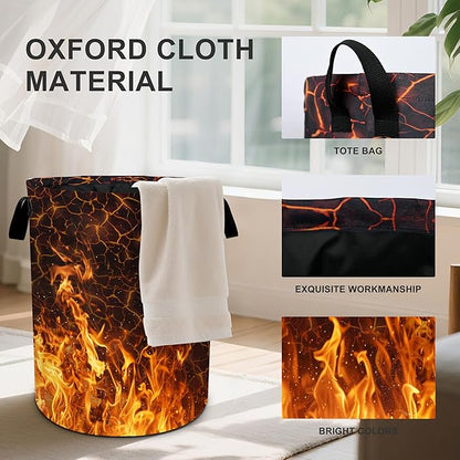 Fire Flames Laundry Basket Laundry Hamper With Handles Collapsible Laundry Baskets Storage Basket For Room Bathroom Bedroom Decor
