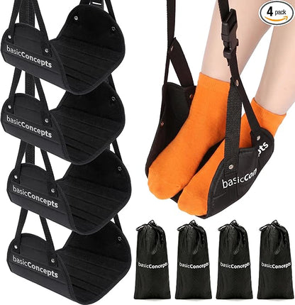 Airplane Footrest (4 Pack), Perfect Foot Hammock for Airplane Travel or Office - Relax Your Feet