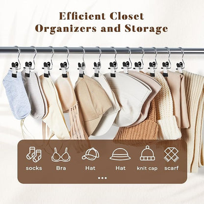 Legging Organizer for Closet, Metal Yoga Pants Hangers 20 Pack Hanging Clips w/Rubber Coated Holds Leggings, Space Saving Hanger Closet Organizers and Storage for Workout Sets, Hat