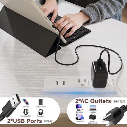 Corner Desk,35.4" W x 63" H Small Computer Desk and Office Desk with Hutch & LED Lights，Gaming Desk with Storage Drawers & Shelves and Hook for Small Space，White