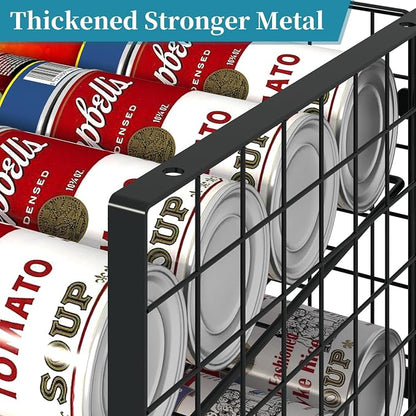Sbanmao 2-Pack Stackable Can Organizer for Pantry, Adjustable Can Holder Rack for Canned Food Soda Drink Goods Storage up to 36 Cans Storage, 2 Tier, Black