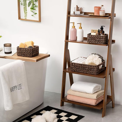 GRANNY SAYS Wicker Baskets for Organizing, Nesting Storage Baskets for Shelves, 1 Large and 2 Small Wicker Baskets Waterproof, Dark Brown, 3-Pack
