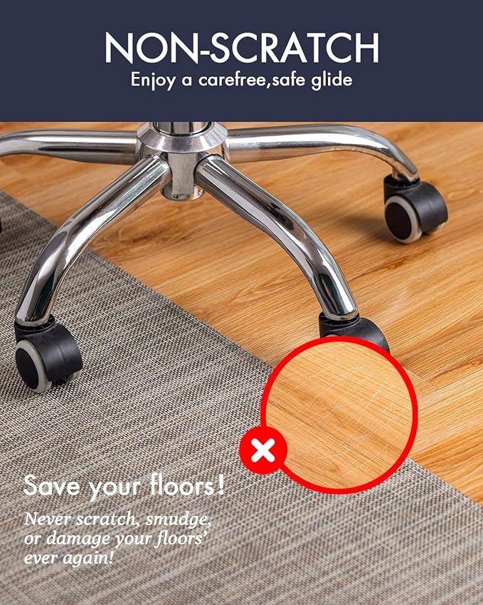 Baroyal Office Chair Mat for Hardwood Floor Under Desk Computer Rolling Chair Mat for Wood/Tile Floor Non-Slip Heavy Duty Desk Rug PVC Plastic Hard Floor Protector 36" x 48" (Soapstone)