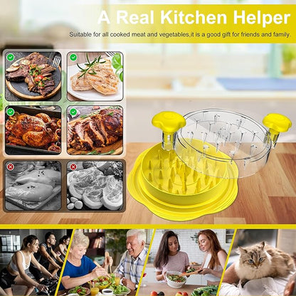 Chicken Shredder Tool Twist Large Chicken Breast Shredder with Brush&Fork, Visible Meat Shredder Machine, Strong Anti-Slip Strip, Ergonomic Handle, BPA Free, Suitable for Pork Beef Chicken(Yellow)