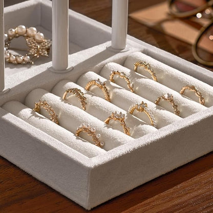 3 Tier Bracelet Holder Display - Detachable T Bar Pure White Velvet Bracelet Holder, Jewelry Holder Organizer for Bracelet, Necklace, Earrings, Rings