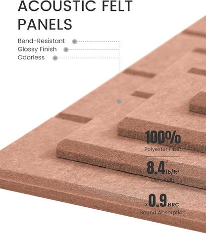 Felt Bulletin Board Tiles -28"x18" with 40 Adhesive Tabs, Cork Board Alternative for Office Decor, Push Pin Board Wall Organizer 6-Pack(Terracotta)