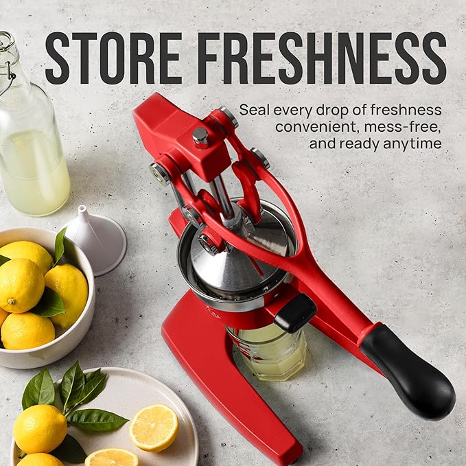 Zulay Kitchen Cast Iron Juicer - Heavy Duty Manual Juicer with Detachable Strainers for Easy Cleaning, Orange Juice Press for Citrus Fruits, Perfect for Bartenders, Juice Lovers & Health Enthusiasts