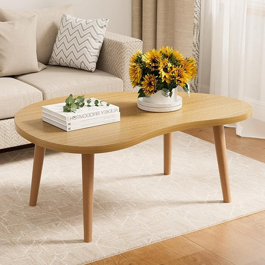 Small Coffee Table, Low Table with Solid Wood Legs, 23.6" Mini Mango Accent Table Side End Table, Floor Table Desk for Sitting on The Floor, Coffee Tea Table for Living Room, Dorm, Apartment, Natural