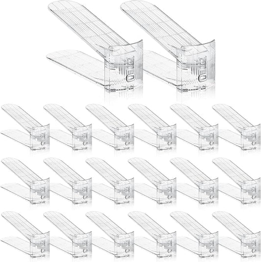 Clear Shoe Slot Organizer, 30 Pack Adjustable Shoe Slots Organizer for Closet Clear Shoe Stackers Shoe Rack Holder Shoes Space Savers for a Pair of Shoes