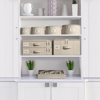 Sorbus Flatware & Utensil Storage - Fabric Chest Box for Storage and Organizing Utensils, Silverware, Flatware, Cutlery - Silverware Organizer Container with Clear Lid & Adjustable Divider