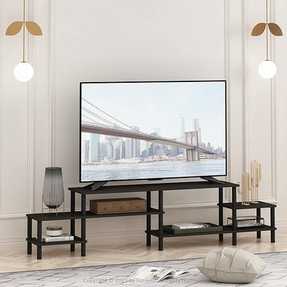 Furinno BESI TV Stand, No Tools Assembly Industrial Style Entertainment Center, TV Console for TV up to 46 Inch, for Living Room, Bedroom, Dark Oak