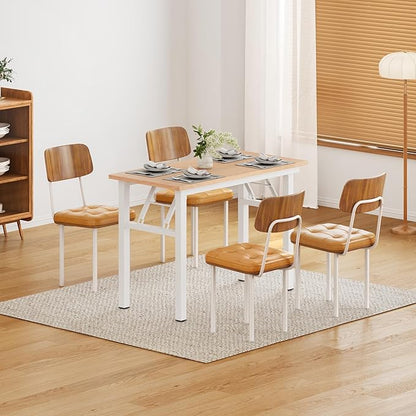 DlandHome Folding Desk Small Desk 31.5 inches Computer Desk for Home Office Folding Table Writing Table for Small Spaces No Assembly Required Pink Oak & White Frame