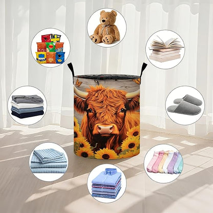 Highlandcow Sunflower Laundry Basket Laundry Hamper With Handles Collapsible Laundry Baskets Storage Basket For Room Bathroom Bedroom Decor