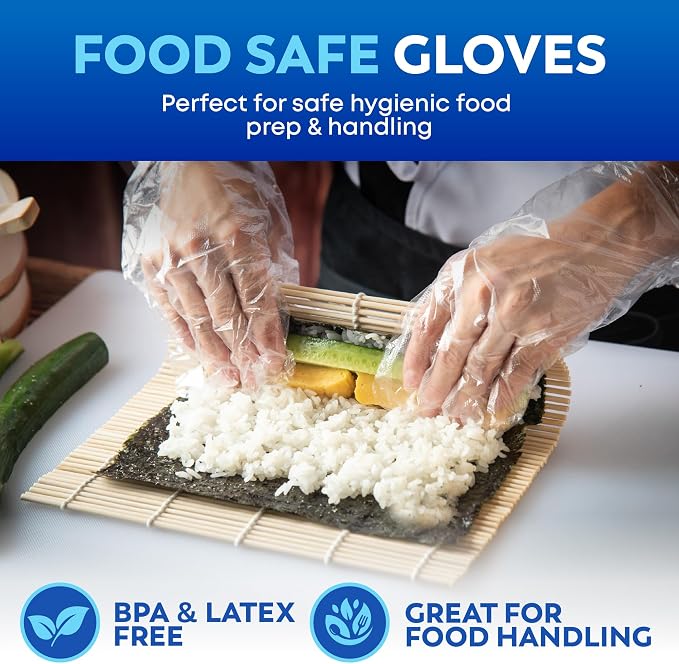 Disposable Plastic Gloves 1200 Pack – Food Safe, BPA & Latex-Free HDPE Cryogenic Gloves for Cooking, Food Prep, Kitchen Use, Serving & Crafts – Clear, Single-Use, Comfortable Fit